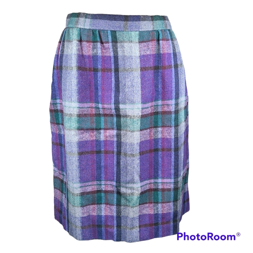 Glenwick Vintage made in U.S.A 100% wool plaid pencil skirt with pockets
